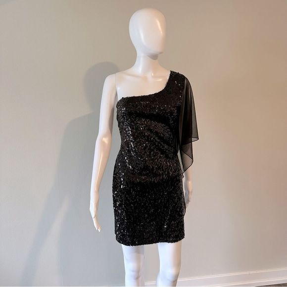 Taboo Y2K Sequined One Shoulder Mini Dress Size L - Picture 3 of 12